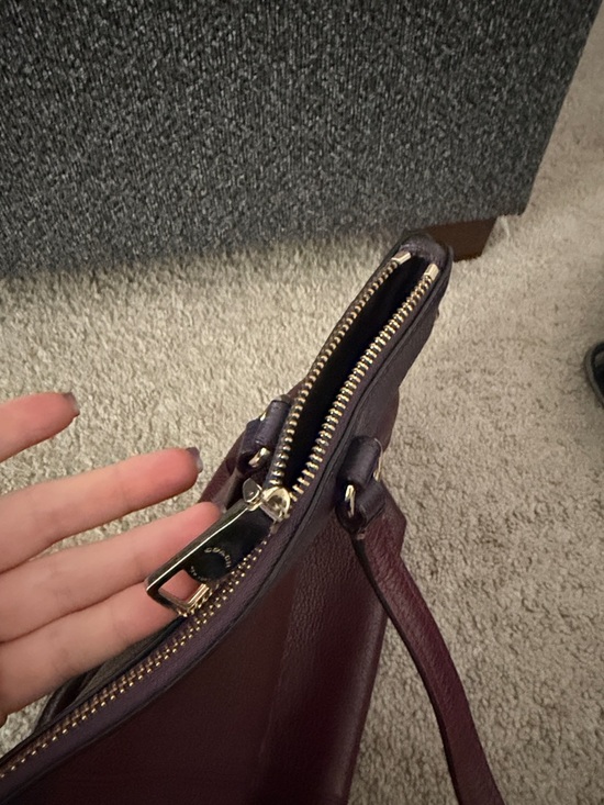 Coach Tyler Colorblock Pebbled Leather Tote in burgundy and purple - Picture 11 of 14